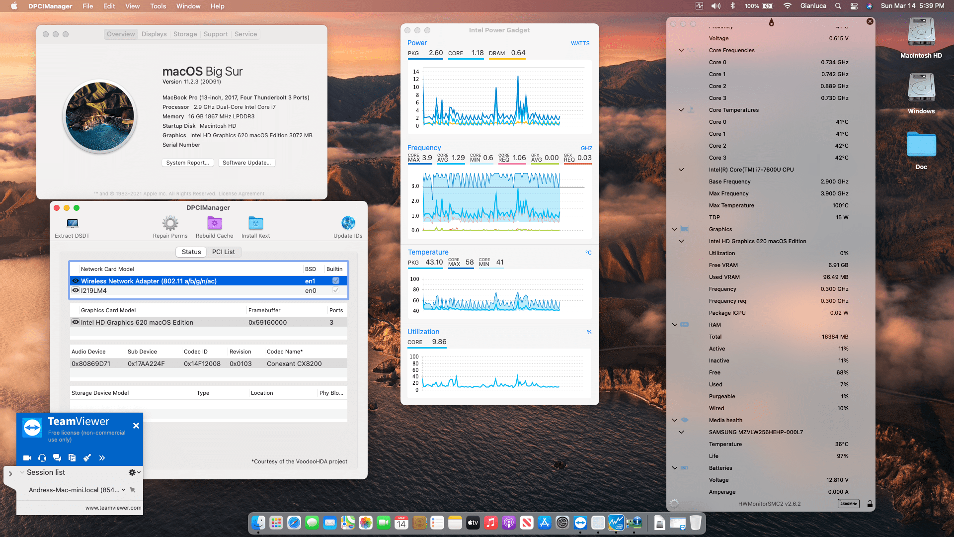 Success Hackintosh macOS Big Sur 11.2.3 Build 20D91 in Lenovo Thinkpad X1 Carbon 5th Gen